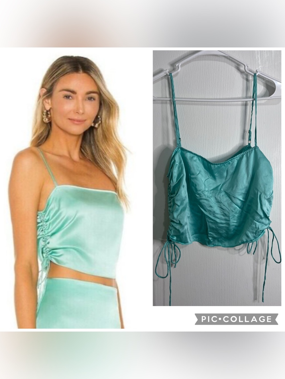 Amanda Uprichard Aviette Top Silk Ruched Tie-Side Crop Top Size Medium